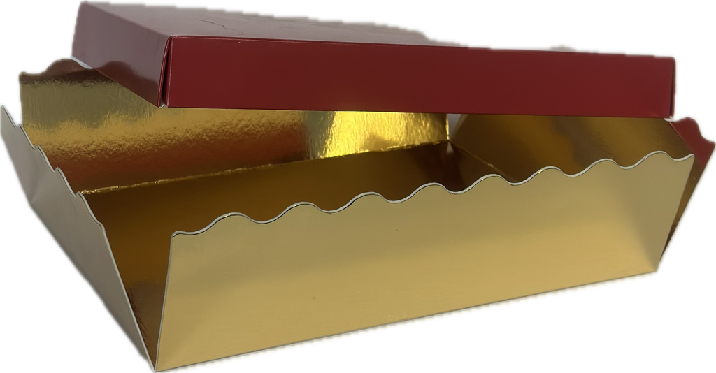 caja para pastas o reposteria con tapa granate